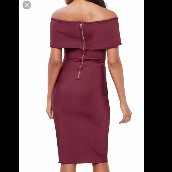 Missguided Nordstrom Off-Shoulder Wine Red Midi Dress NWT Sz 8 - Picture 3 of 10